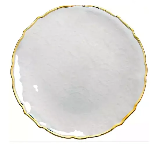 Glass Gold Clear Scallop Edge Charger Plate