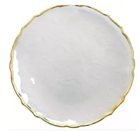 Glass Gold Clear Scallop Edge Charger Plate