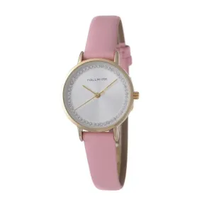 Hallmark Ladies Leather Pink Strap Silver Dial