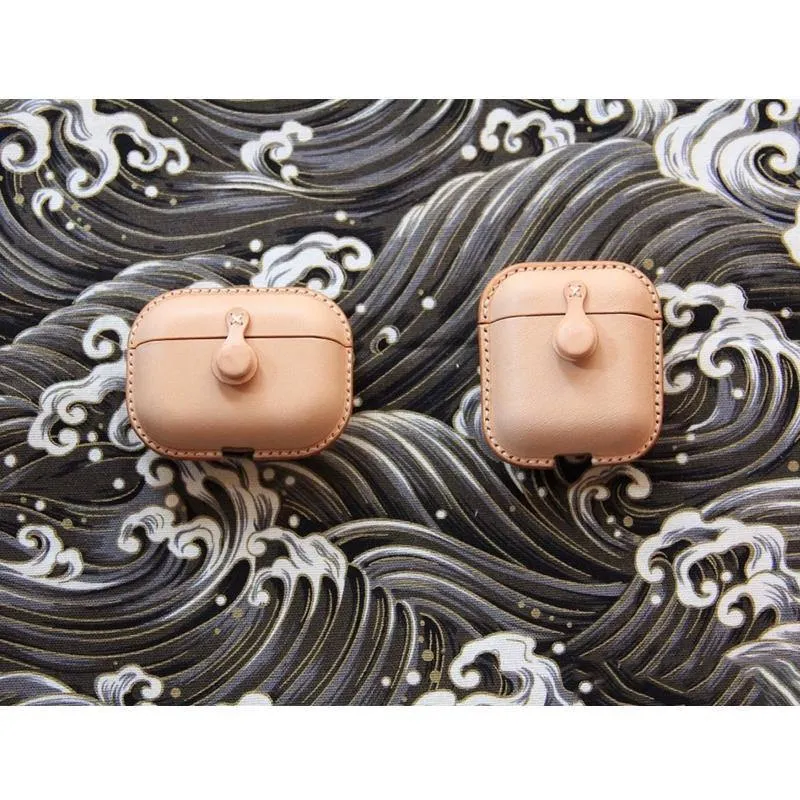 Handmade Beige Leather AirPods Case Beige Leather AirPods Case Airpod Case Cover