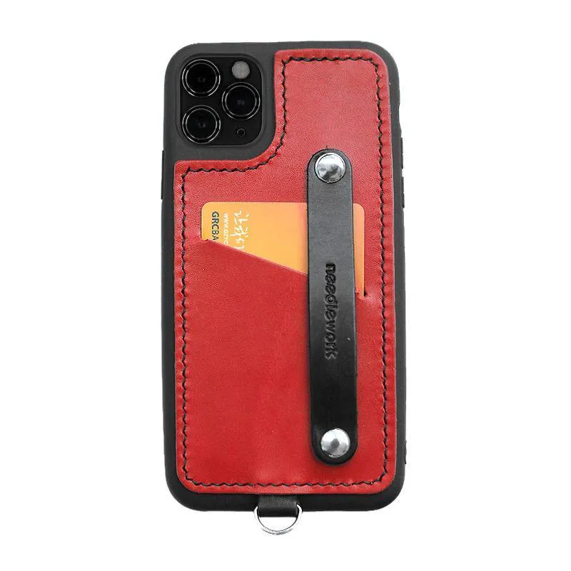 Handmade Black Leather iPhone 11 Pro Max Case with Card Holder CONTRAST COLOR iPhone 11 Leather Case