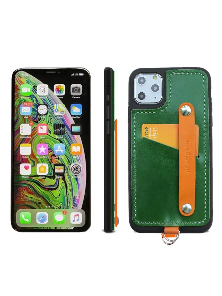 Handmade Black Leather iPhone 11 Pro Max Case with Card Holder CONTRAST COLOR iPhone 11 Leather Case