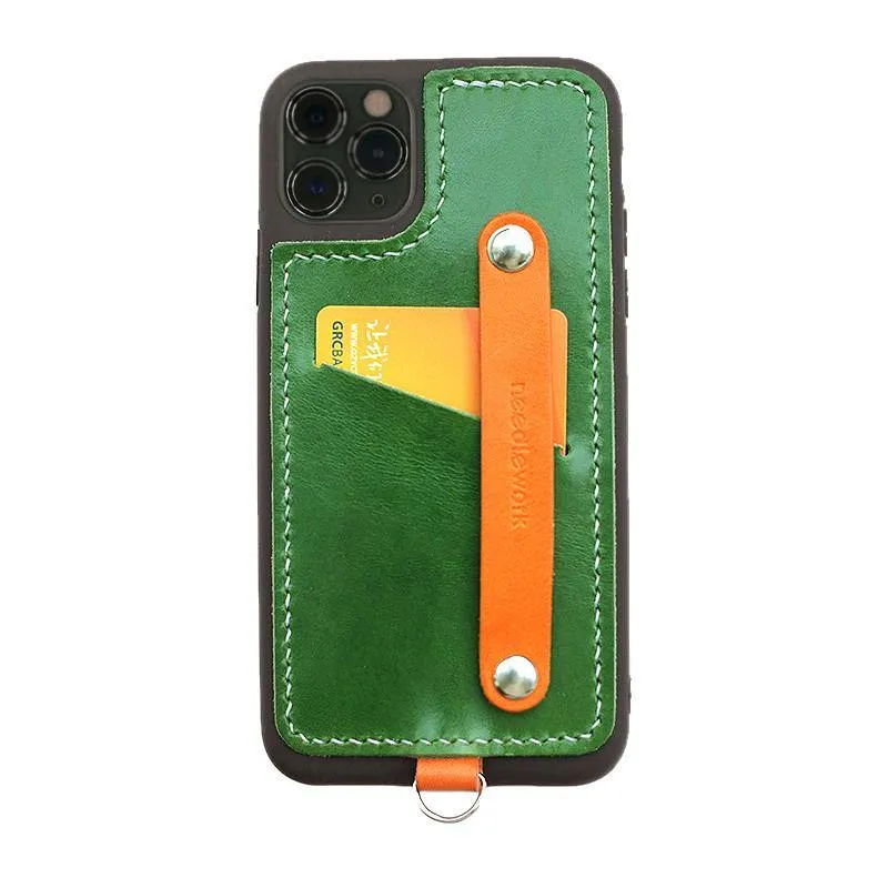 Handmade Black Leather iPhone 11 Pro Max Case with Card Holder CONTRAST COLOR iPhone 11 Leather Case