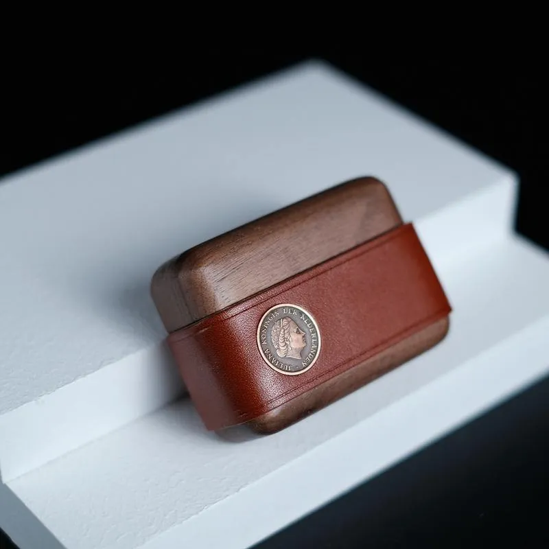 Handmade Red Leather Wood AirPods Pro Case Custom Leather AirPods Pro Case Airpod Case Cover