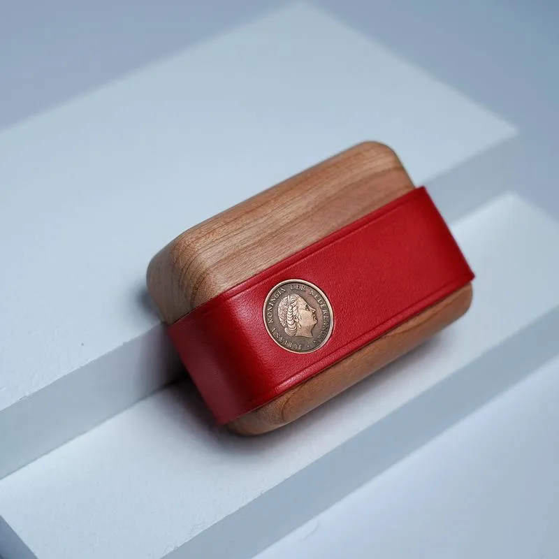 Handmade Red Leather Wood AirPods Pro Case Custom Leather AirPods Pro Case Airpod Case Cover