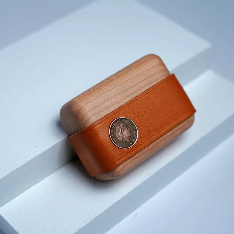 Handmade Red Leather Wood AirPods Pro Case Custom Leather AirPods Pro Case Airpod Case Cover