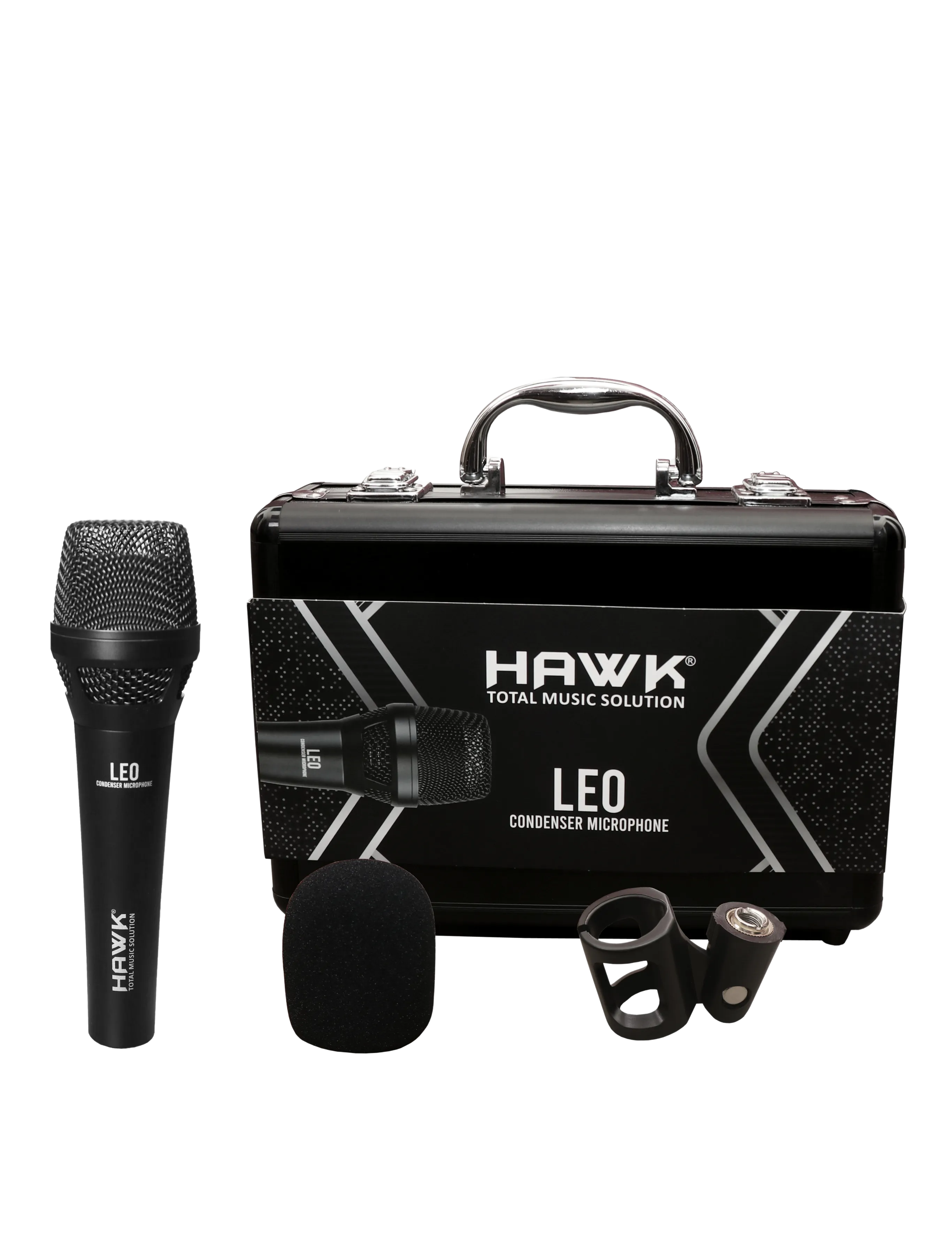 Hawk LEO Condenser Handheld Microphone with Mic Clip, Windscreen & Aluminium Case