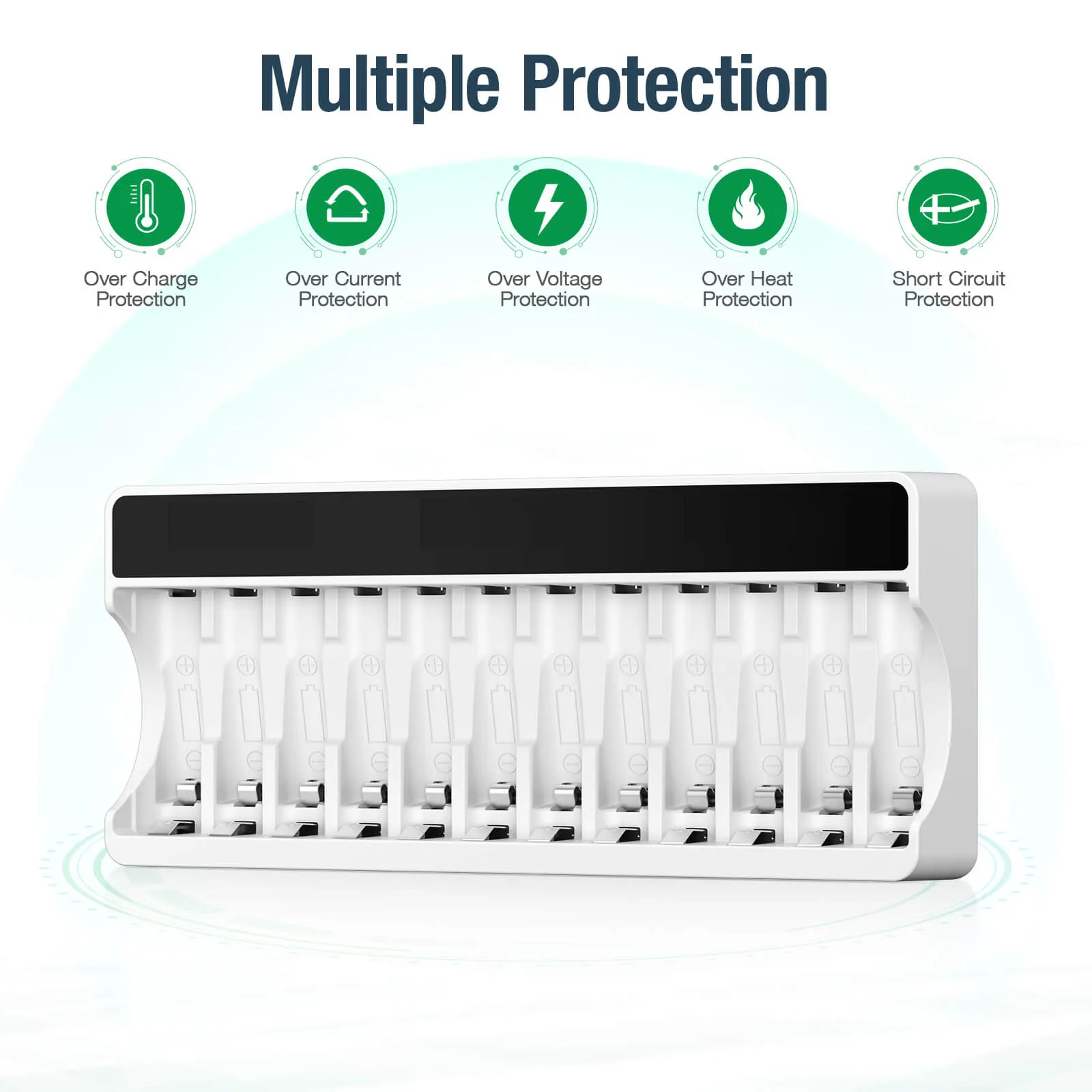 HiQuick 12 Slot LCD Screen Battery Charger for AA & AAA Batteries