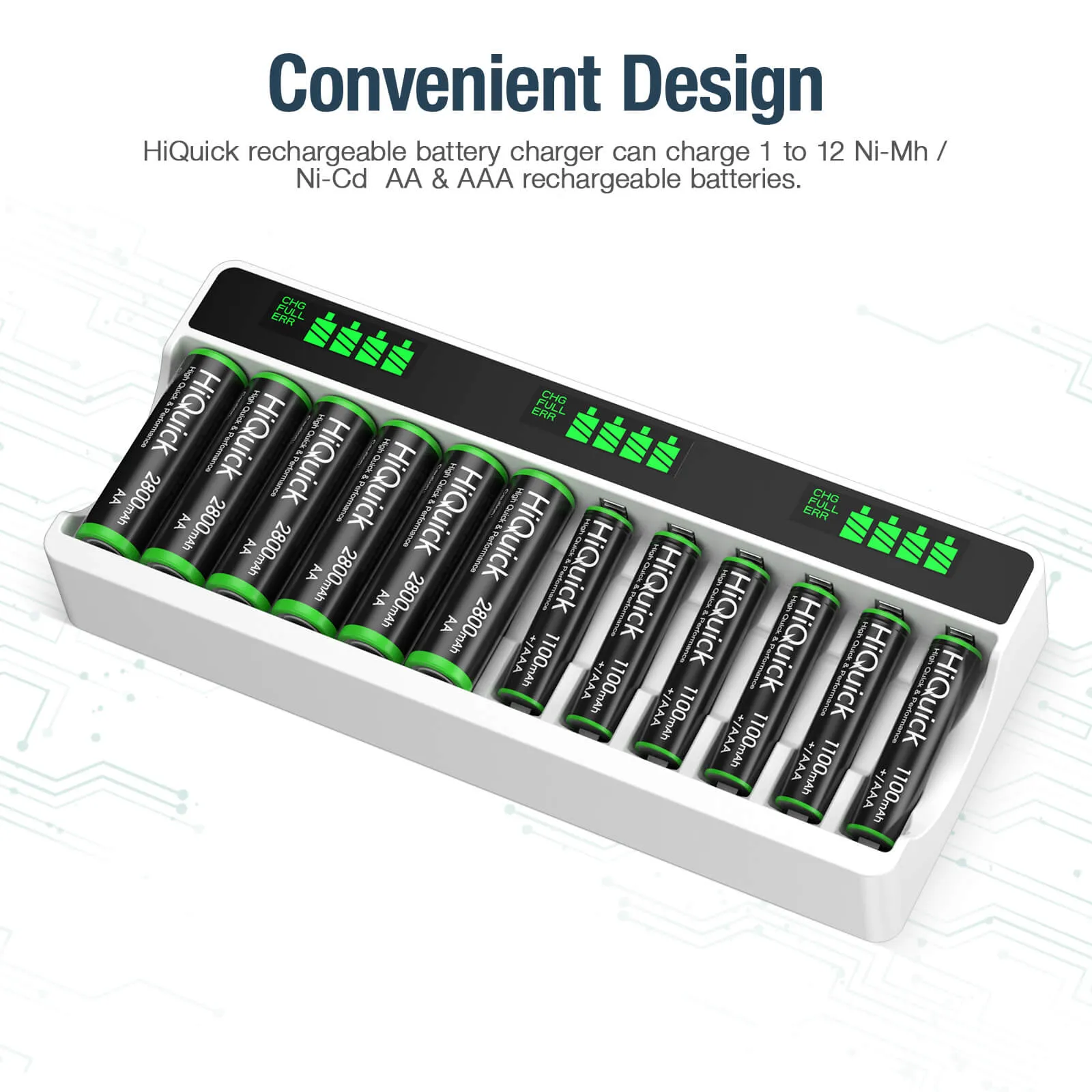 HiQuick 12 Slot LCD Screen Battery Charger for AA & AAA Batteries