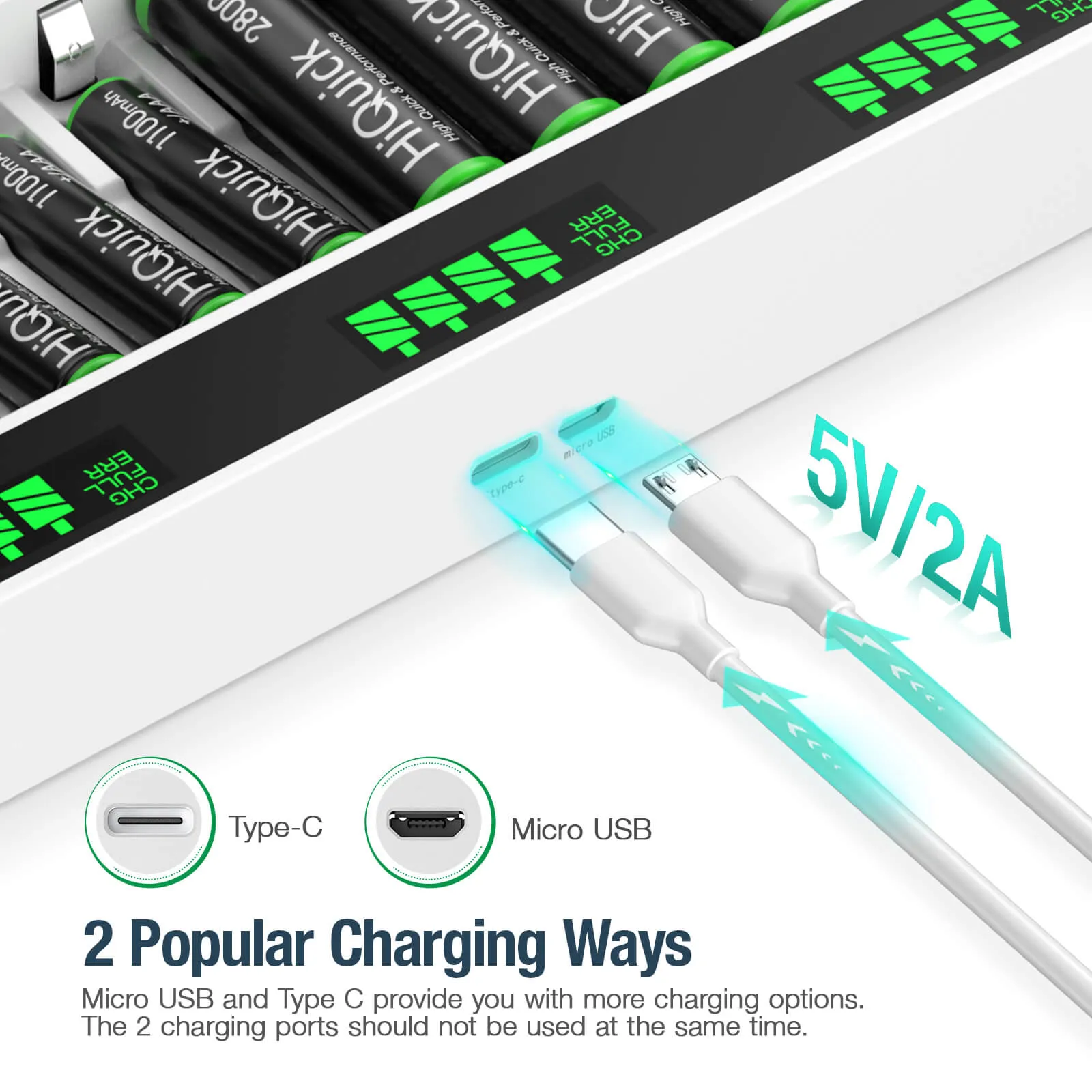 HiQuick 12 Slot LCD Screen Battery Charger for AA & AAA Batteries