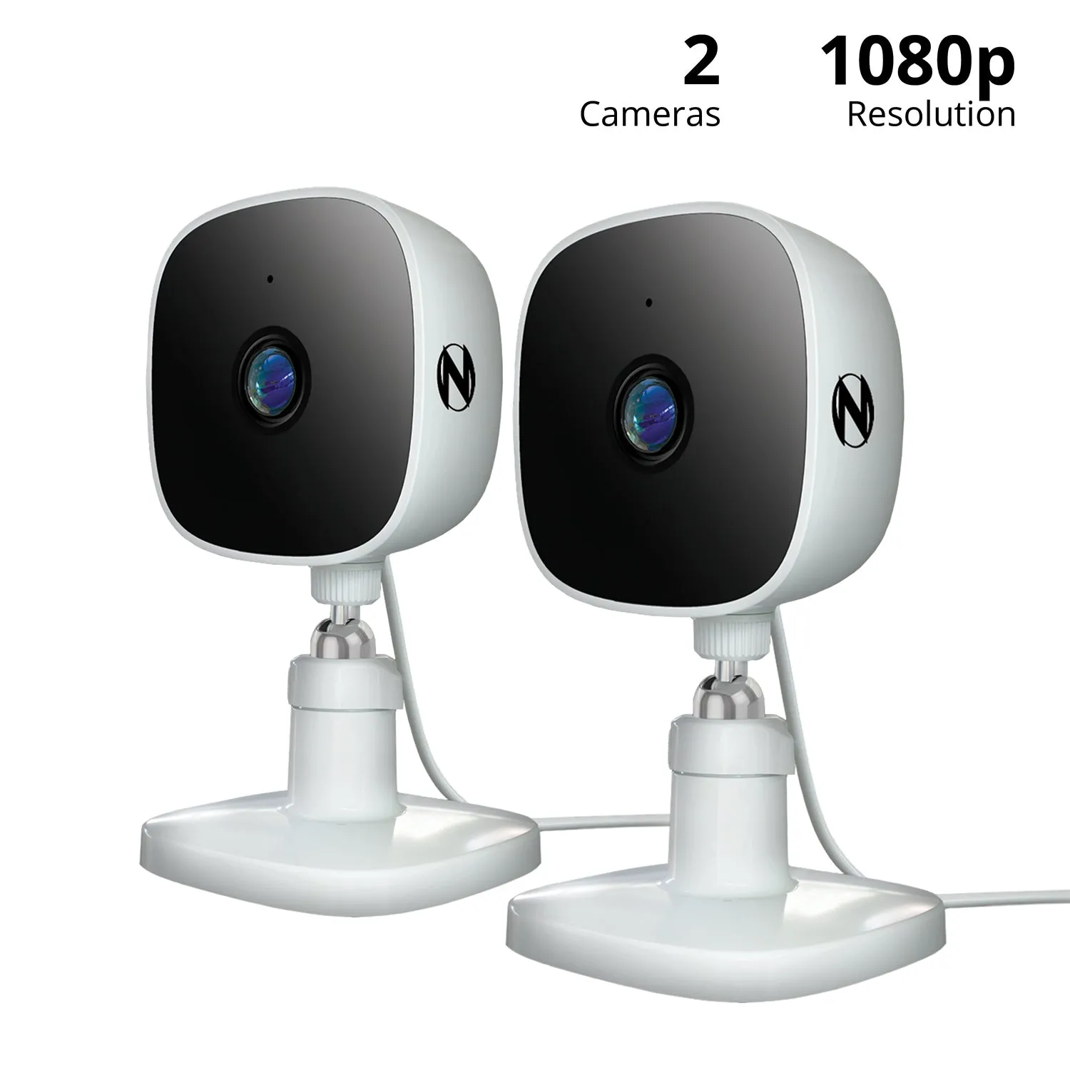 Indoor Wi-Fi IP Plug In 1080p Deterrence Camera with 2-Way Audio - 2PK - White