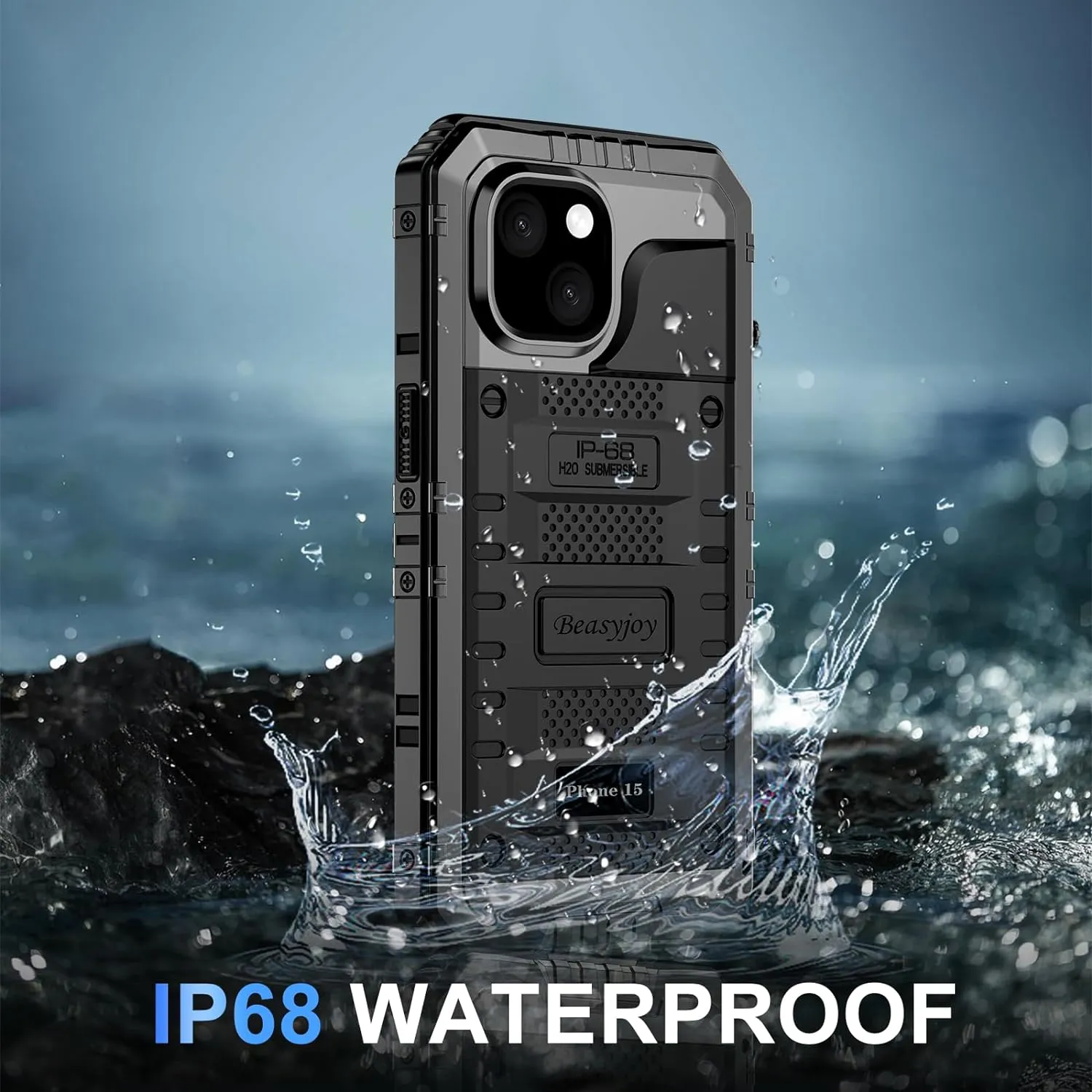 iPhone 15 Plus Case Waterproof Metal Heavy Duty Full Body Protective Case