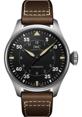 IWC Big Pilot’s Watch 43 Spitfire Watch - Titanium Case - Black Dial - Brown Calfskin Strap - IW329701