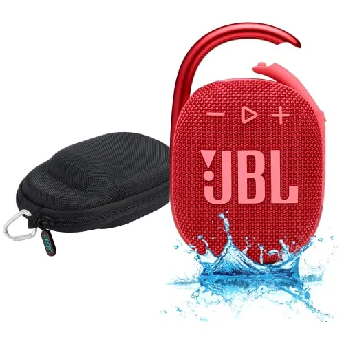 JBL Clip 4 Waterproof Portable Bluetooth Speaker Bundle with Megen Protective Hardshell Case (Blue)