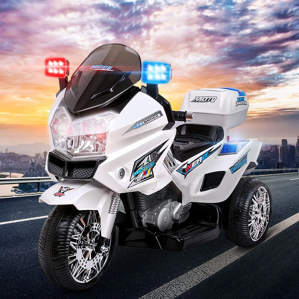 Kids Police Ride On Bike Motorbike Motorcycle Car White 3 Wheels