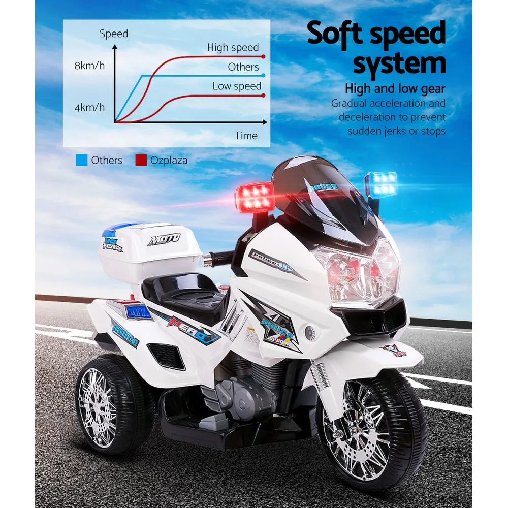 Kids Police Ride On Bike Motorbike Motorcycle Car White 3 Wheels