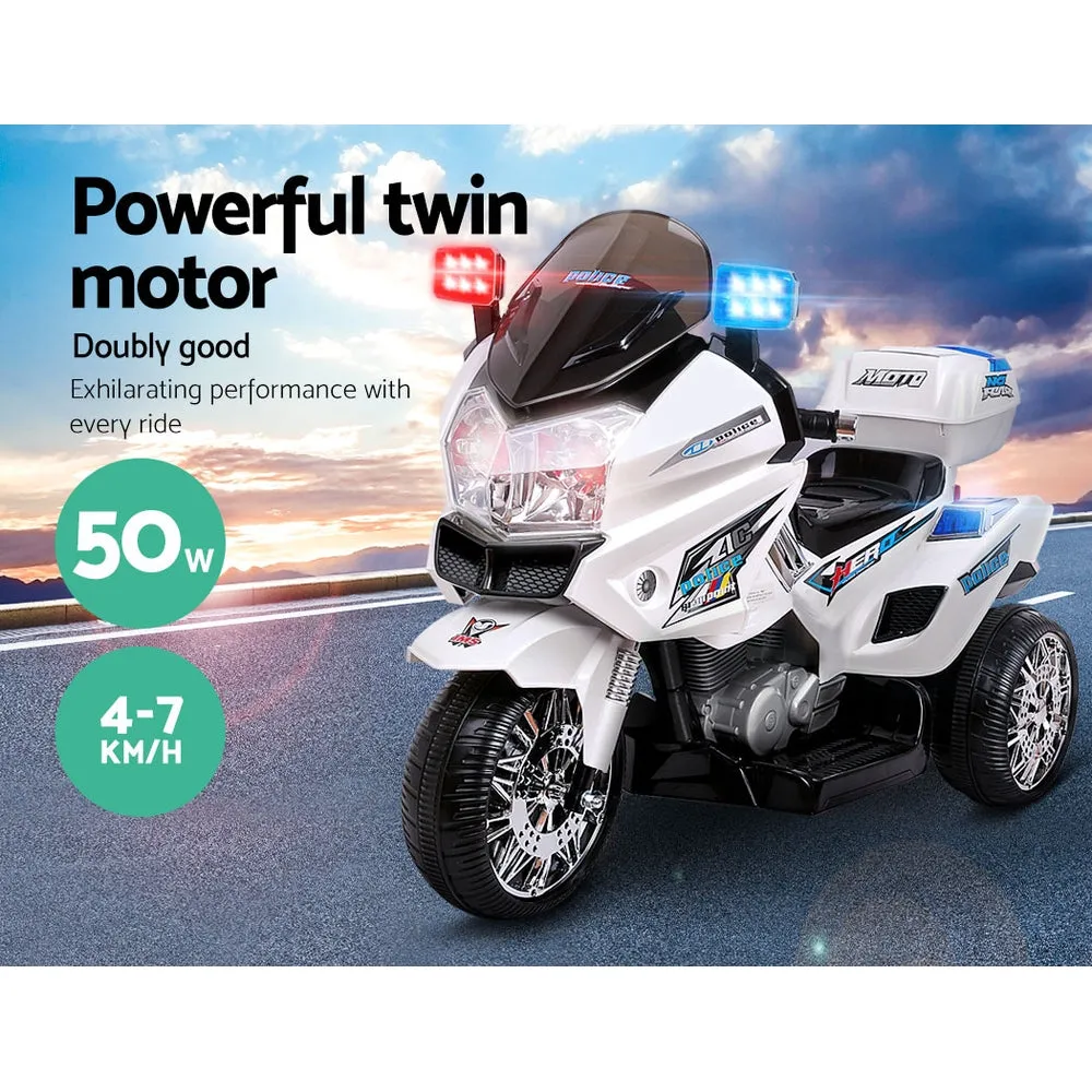 Kids Police Ride On Bike Motorbike Motorcycle Car White 3 Wheels