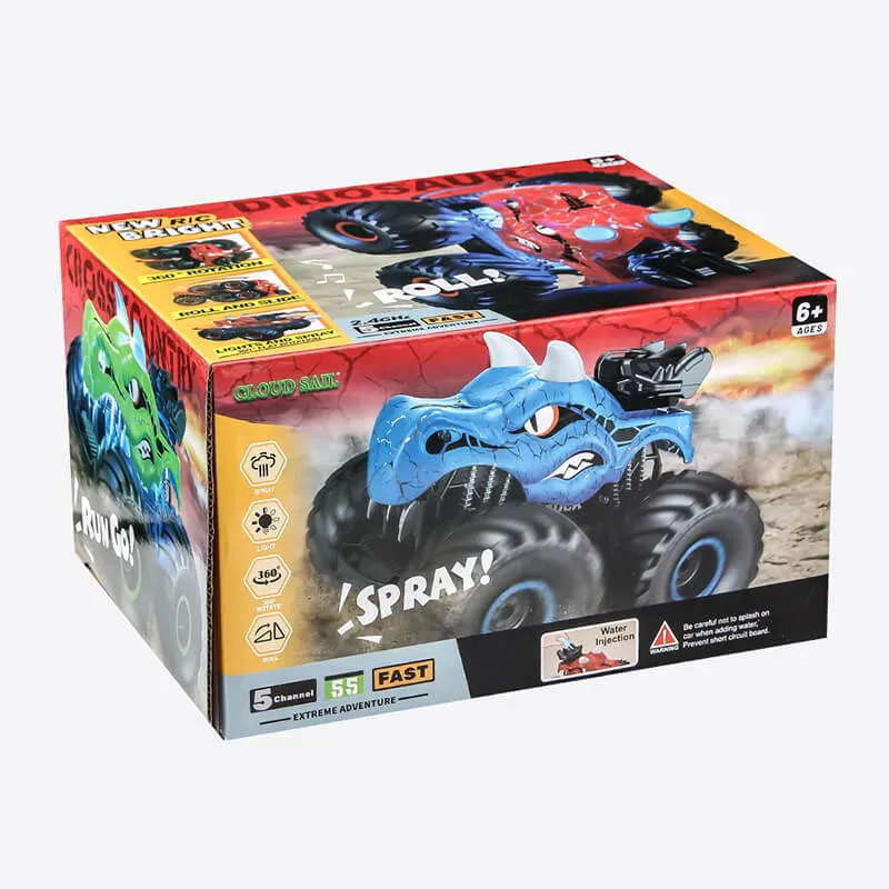 Kids RC Car Dinosaur Remote Control Car 2.4Ghz Stunt Car with Lights Sound and Spray Function