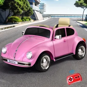 Kids Ride On Car Licensed Volkswagen Beetle Electric Toys Horn Remote 6V - Pink