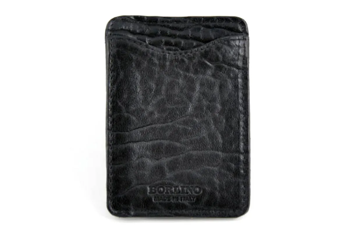 Leather Money Clip Wallet - Buffalo - Onyx Black