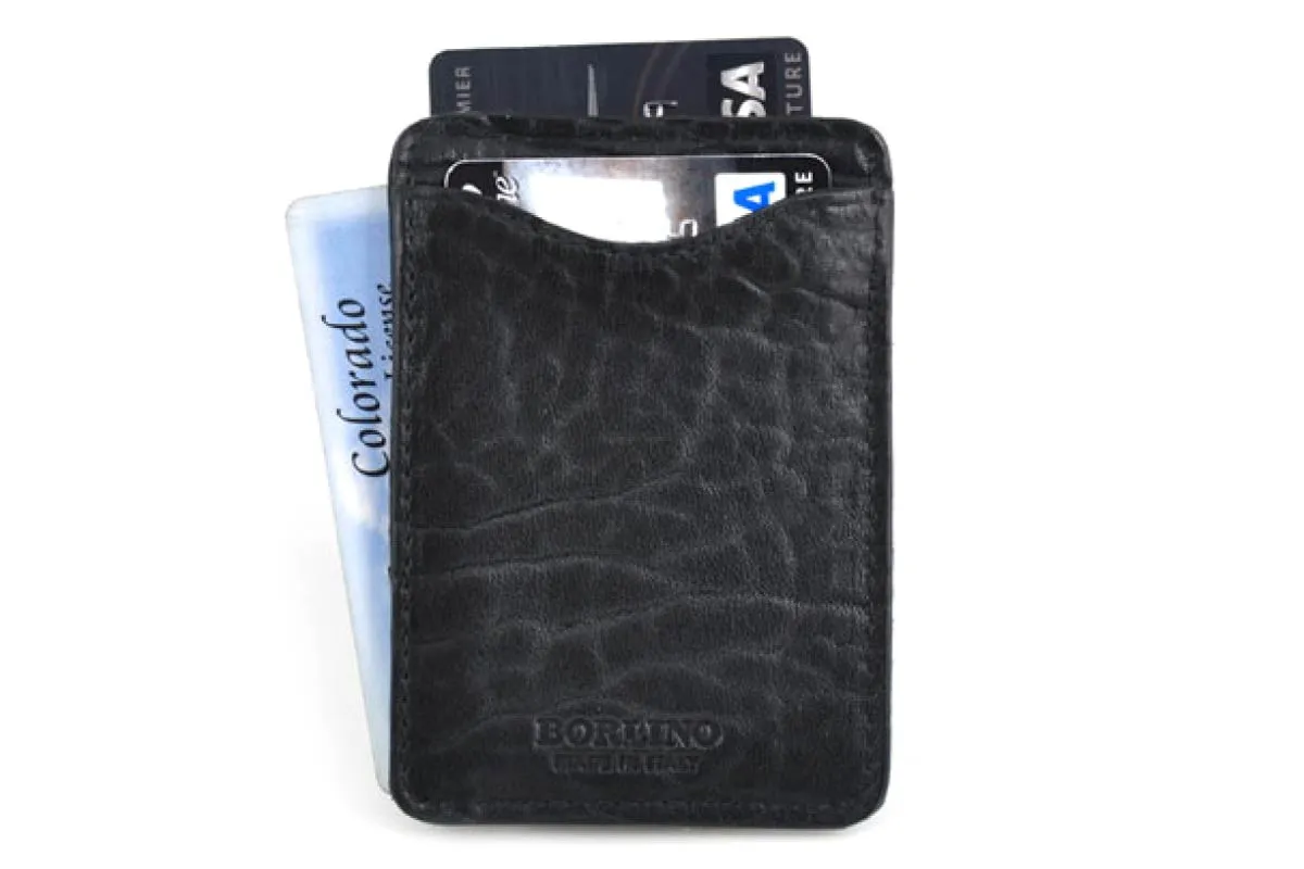 Leather Money Clip Wallet - Buffalo - Onyx Black