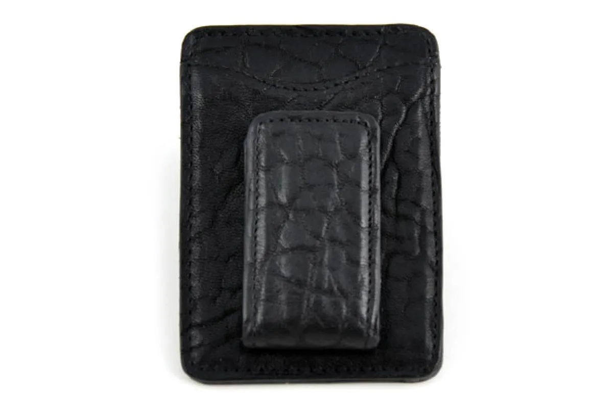 Leather Money Clip Wallet - Buffalo - Onyx Black