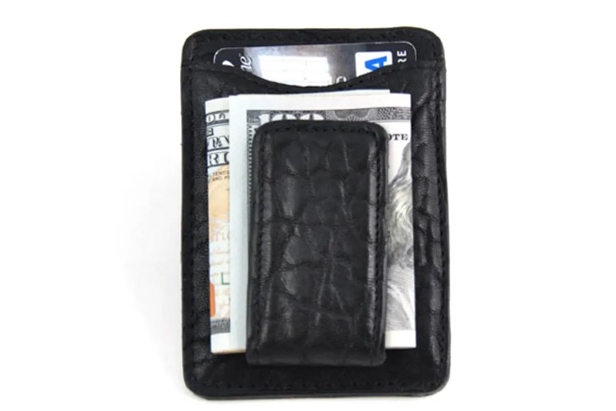 Leather Money Clip Wallet - Buffalo - Onyx Black