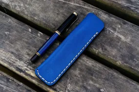 Leather Single Fountain Pen Case / Pen Pouch - Blue