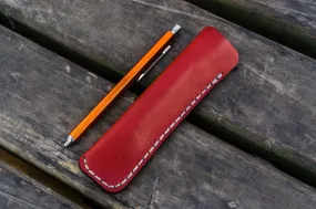 Leather Single Fountain Pen Case / Pen Pouch - Red