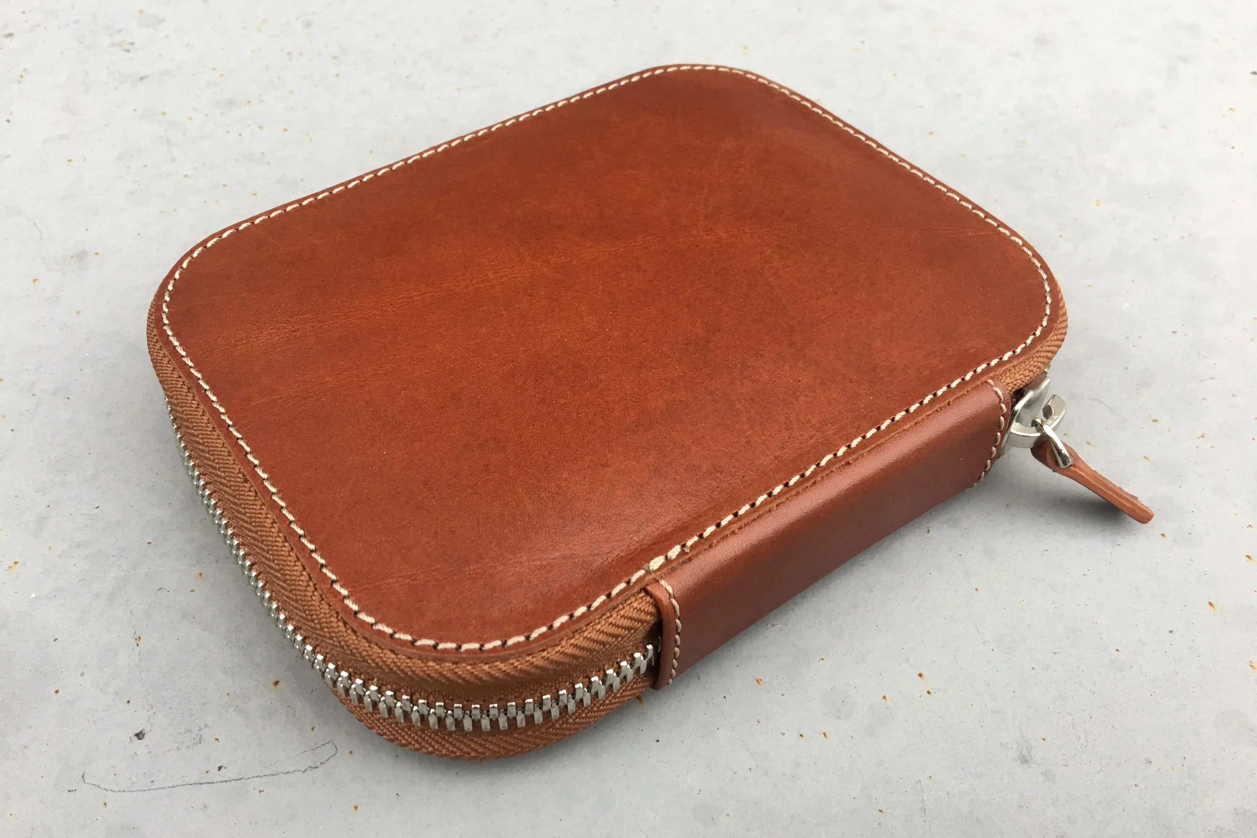 Leather Zippered 10 Slots Pen Case - Brown