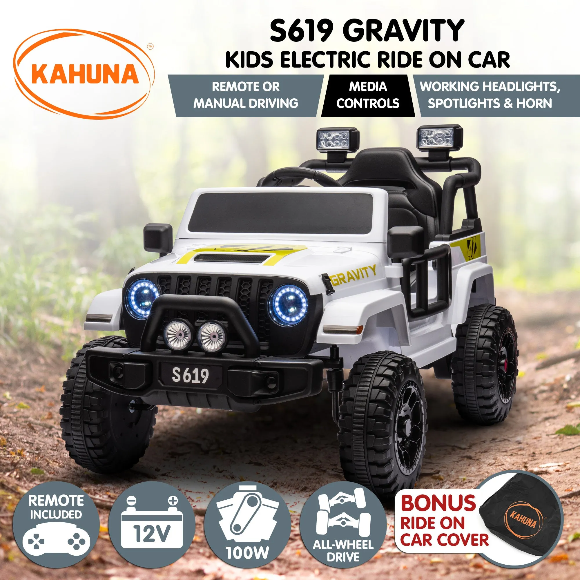 LED Lights All-Wheel Drive Electric Ride On Car 2-5km/h - Kahuna