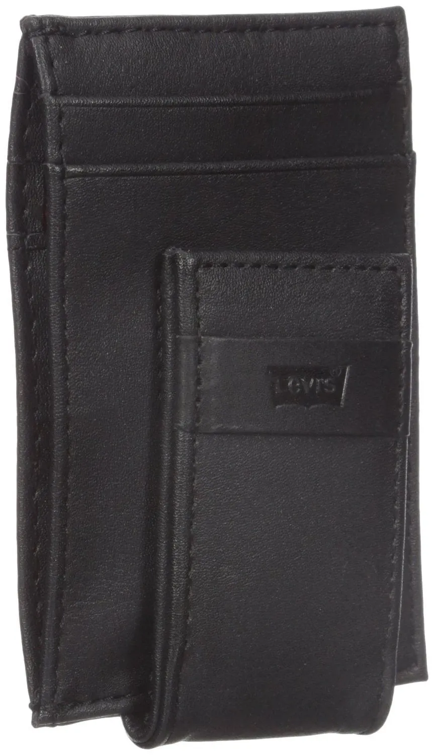 Levi's Men's Card Case Wallet with Magnetic Money Clip - Black