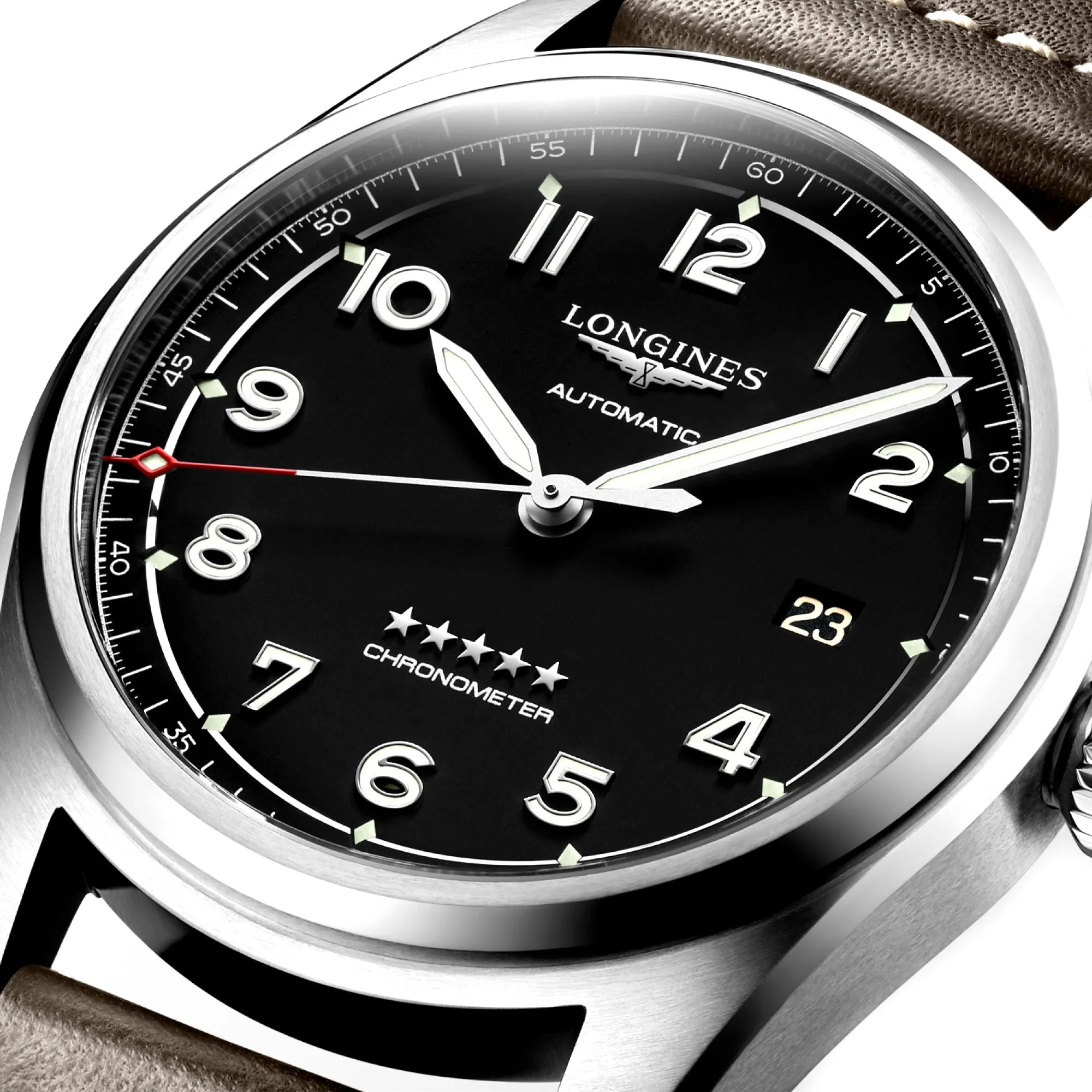 Longines Spirit Collection 40mm Black Dial Brown Leather Gent's Watch