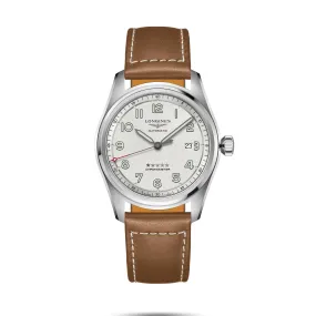 Longines Spirit Collection 42mm Silver Dial Brown Leather Strap Gent's Watch