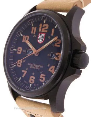 Luminox Mens Atacama Field Day Date Watch - Black PVD - Leather - Black Dial