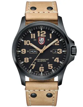 Luminox Mens Atacama Field Day Date Watch - Black PVD - Leather - Black Dial