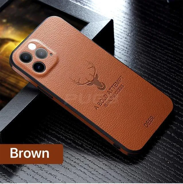 Luxury Leather Texture Square Frame Case For iPhone