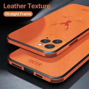 Luxury Leather Texture Square Frame Case For iPhone