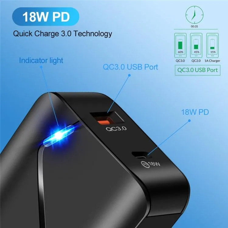 LZ-819A C 18W Dual USB Travel Charger with Fast Charging Data Cable Set - EU Plug