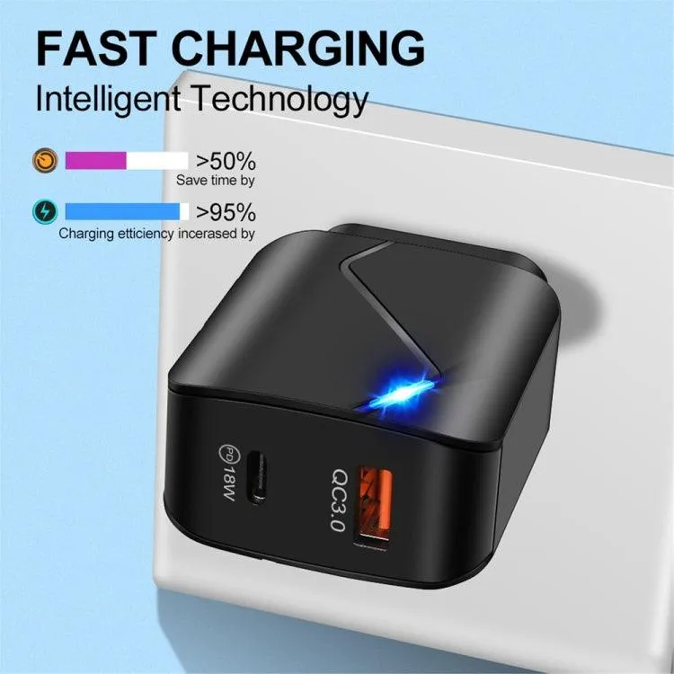 LZ-819A C 18W Dual USB Travel Charger with Fast Charging Data Cable Set - EU Plug