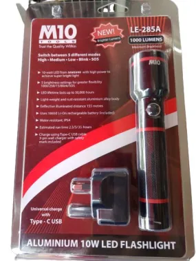 M10 10W LED Rechargeable Flashlight LE-285A (014-032-2855) | Model: LED-MLE285A