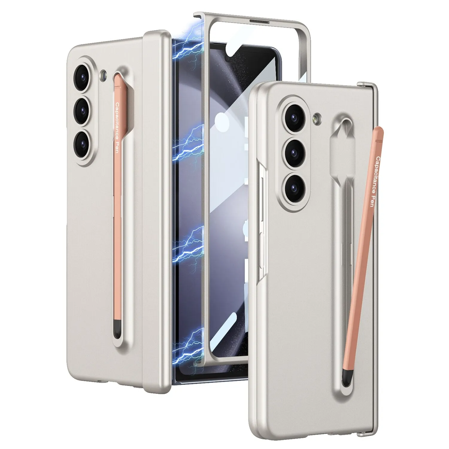 Magnetic Hinge Phone Case With Touch Pen For Samsung Galaxy Z Fold 5