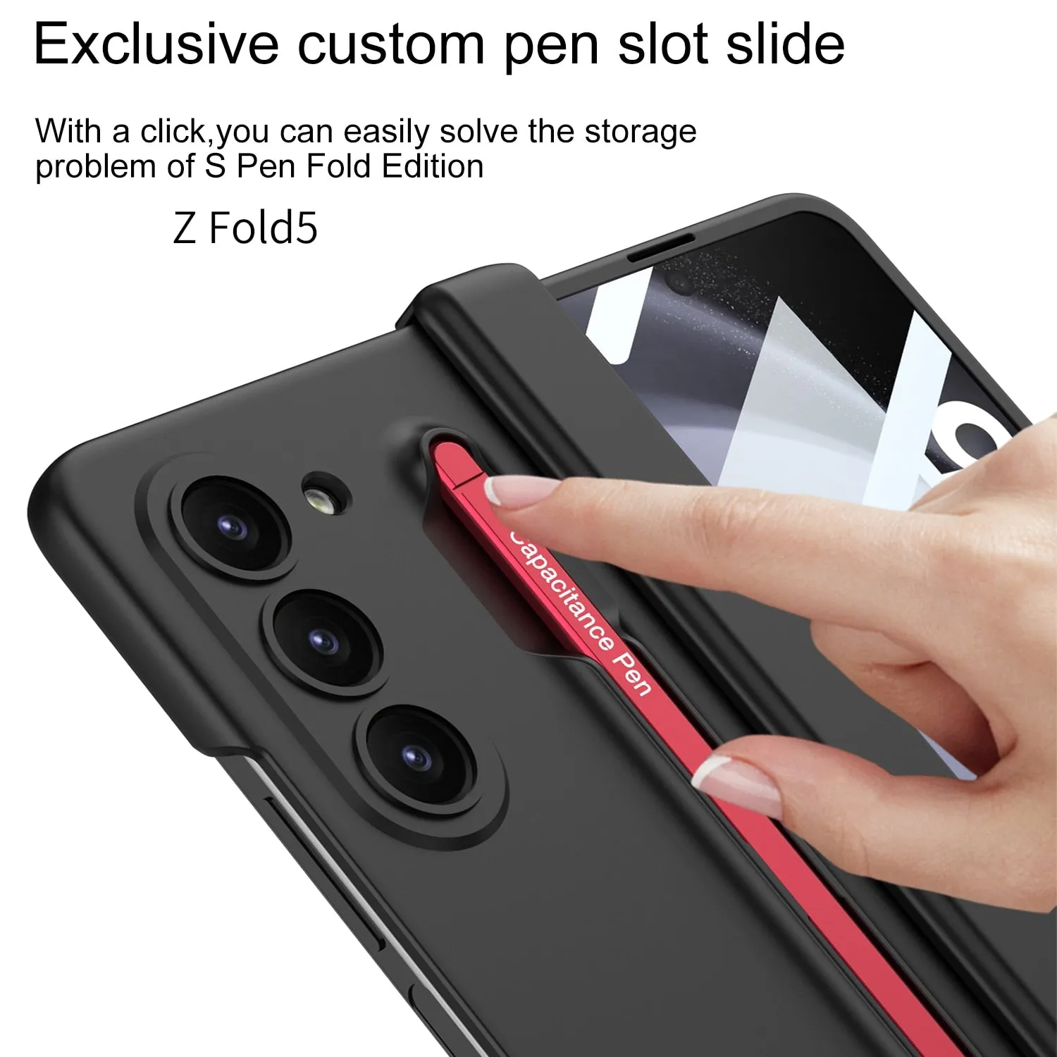 Magnetic Hinge Phone Case With Touch Pen For Samsung Galaxy Z Fold 5