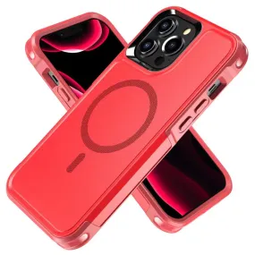 MagSafe Case For Apple iPhone 15 Pro Max Shockproof Heavy Duty Rugged Magnetic Cover - Red