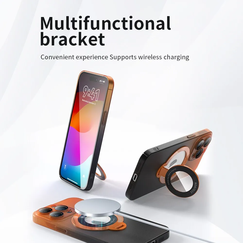 Magsafe Fashion Gradient Phone Case With Color Bracket Magnetic Stand For iPhone