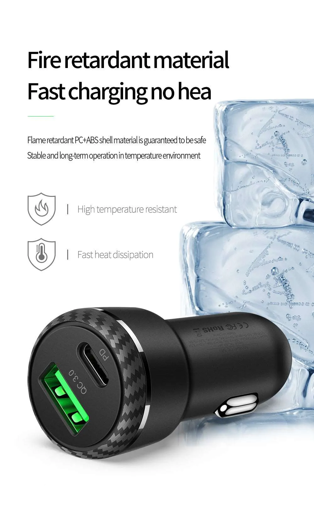 Mcdodo CC-597 | 38W PD Car Charger | Dual Ports (Type-C & USB)