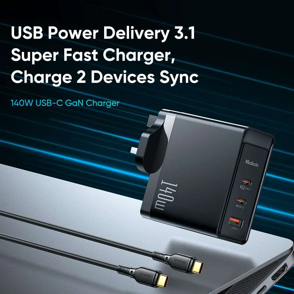 Mcdodo CH-290 | 140W PD Fast Charger | Triple Ports (Type-C & USB)