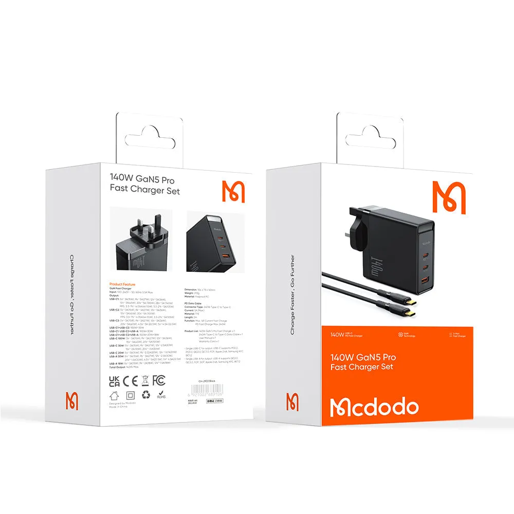 Mcdodo CH-290 | 140W PD Fast Charger | Triple Ports (Type-C & USB)