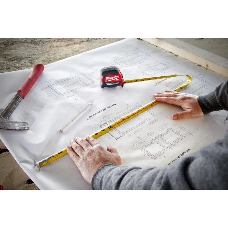 Milwaukee 25 ft. L X 1 in. W Compact Wide Blade Magnetic Tape Measure 2 pk