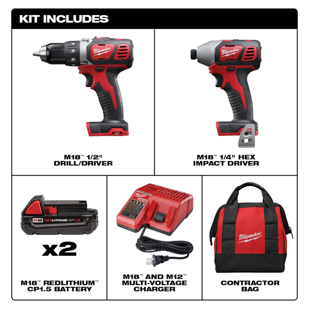 Milwaukee M18 Cordless Lithium-Ion 2-Tool Combo Kit